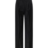 Pantaloni gessati con pieghe in nero 