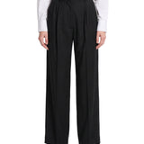 Pantaloni gessati con pieghe in nero 