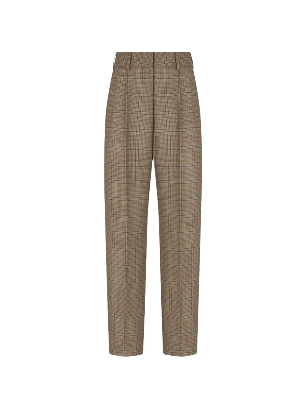 Pantaloni a vita alta a quadri in marrone 