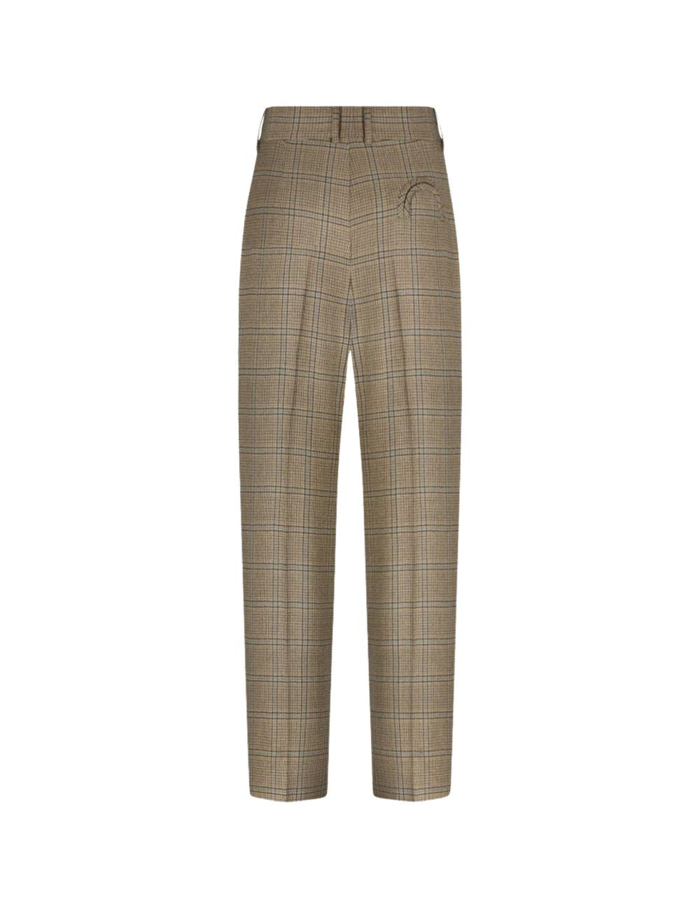 Pantaloni a vita alta a quadri in marrone 