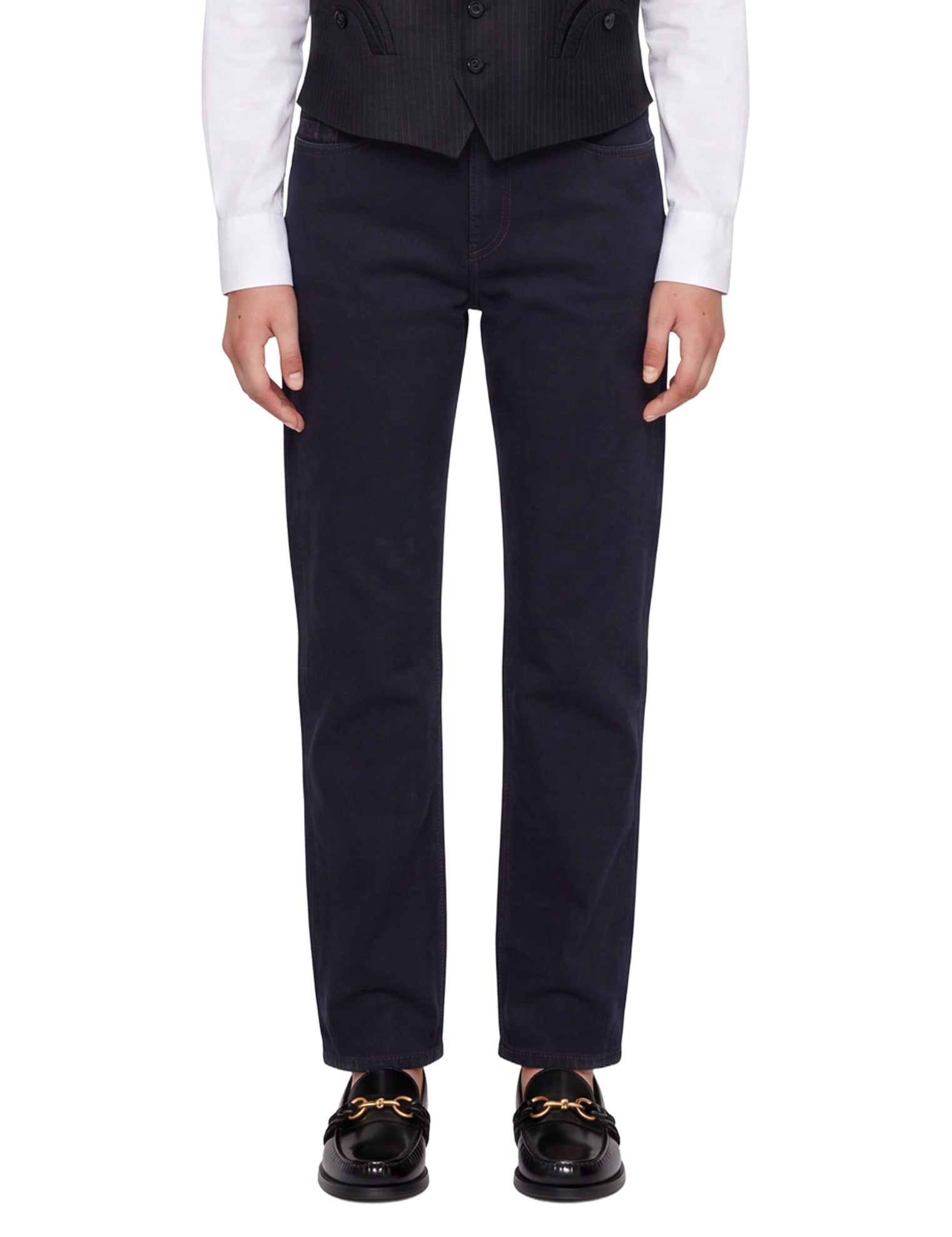 Jeans slim a vita media in blu 