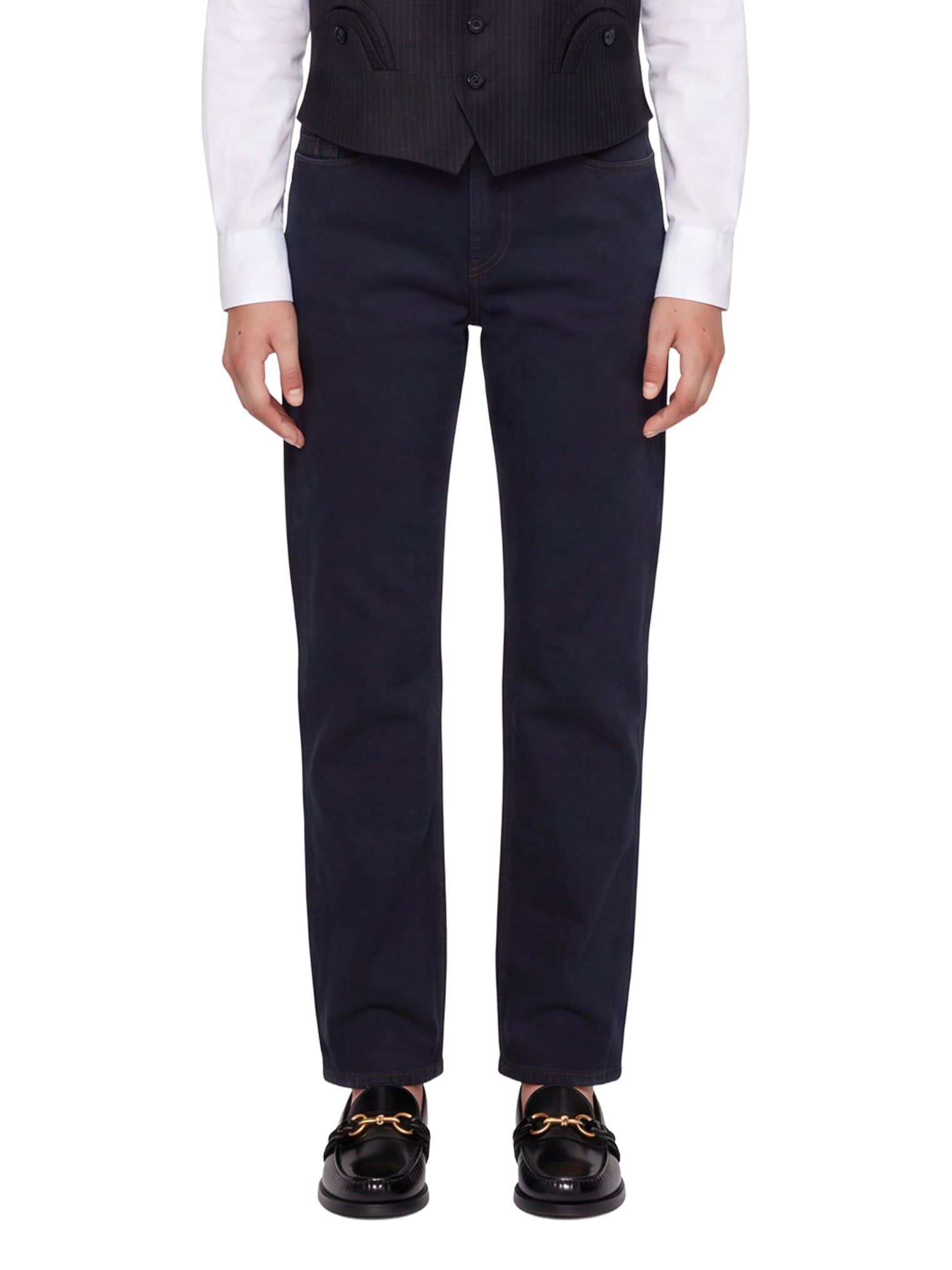 Jeans slim a vita media in blu 