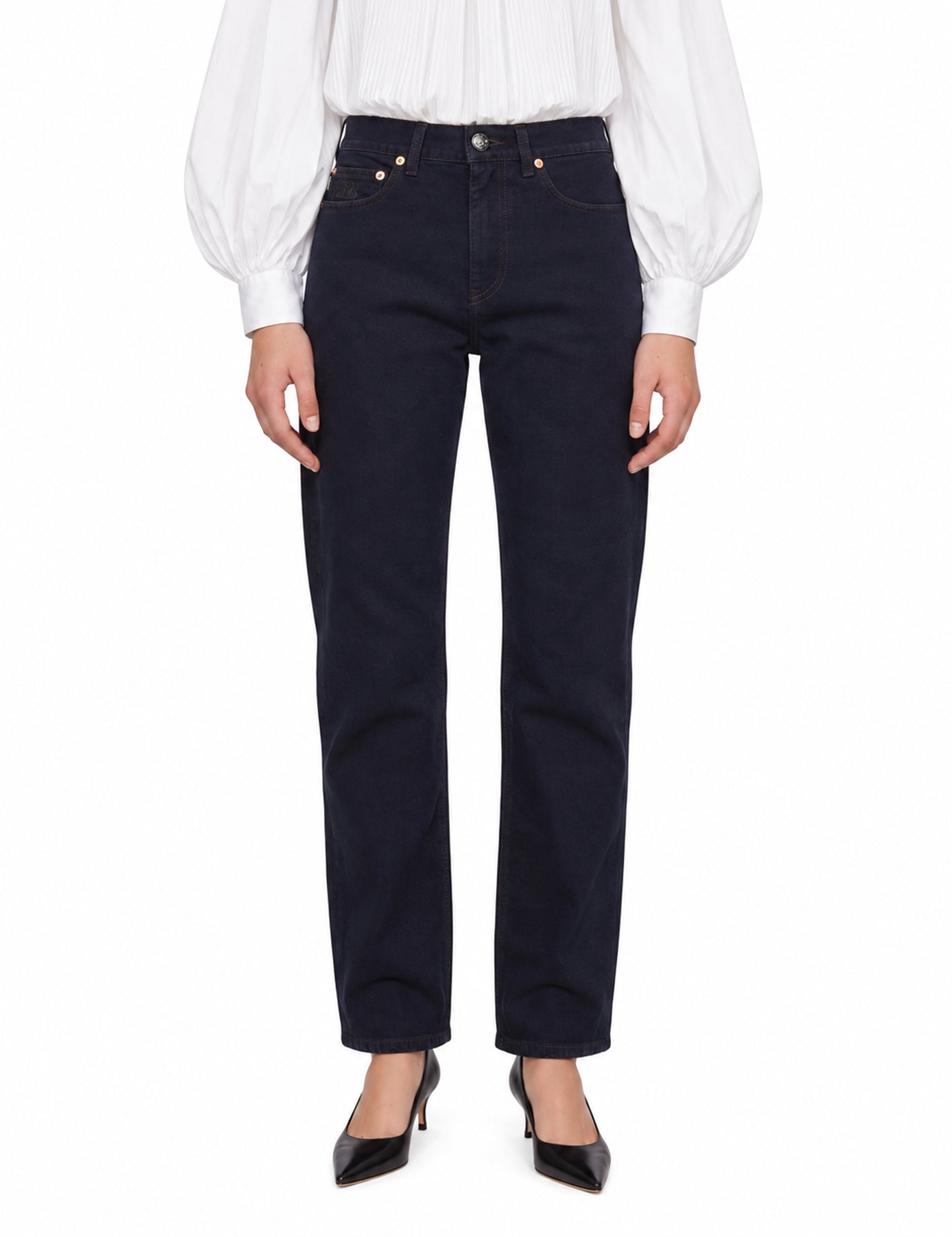 Jeans slim a vita media in blu 