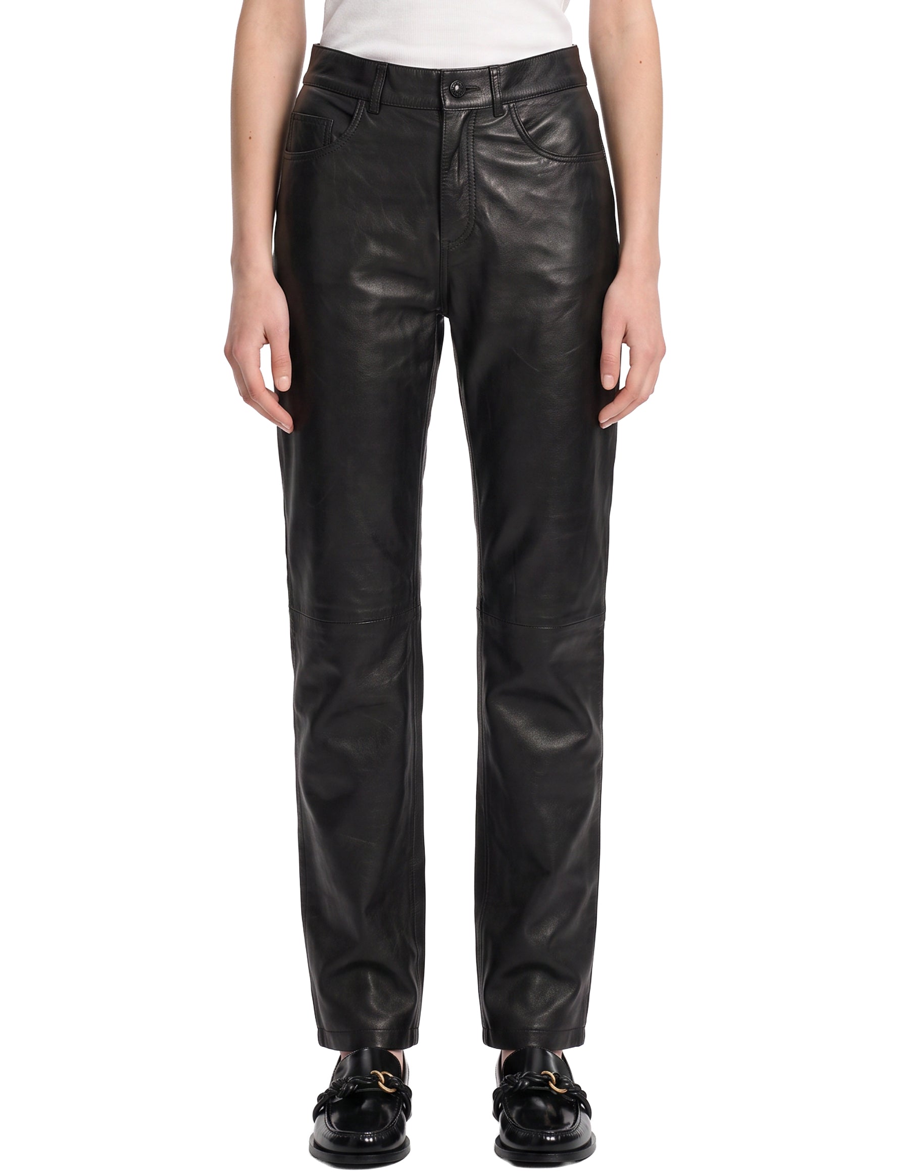 Pantaloni in pelle in nero 