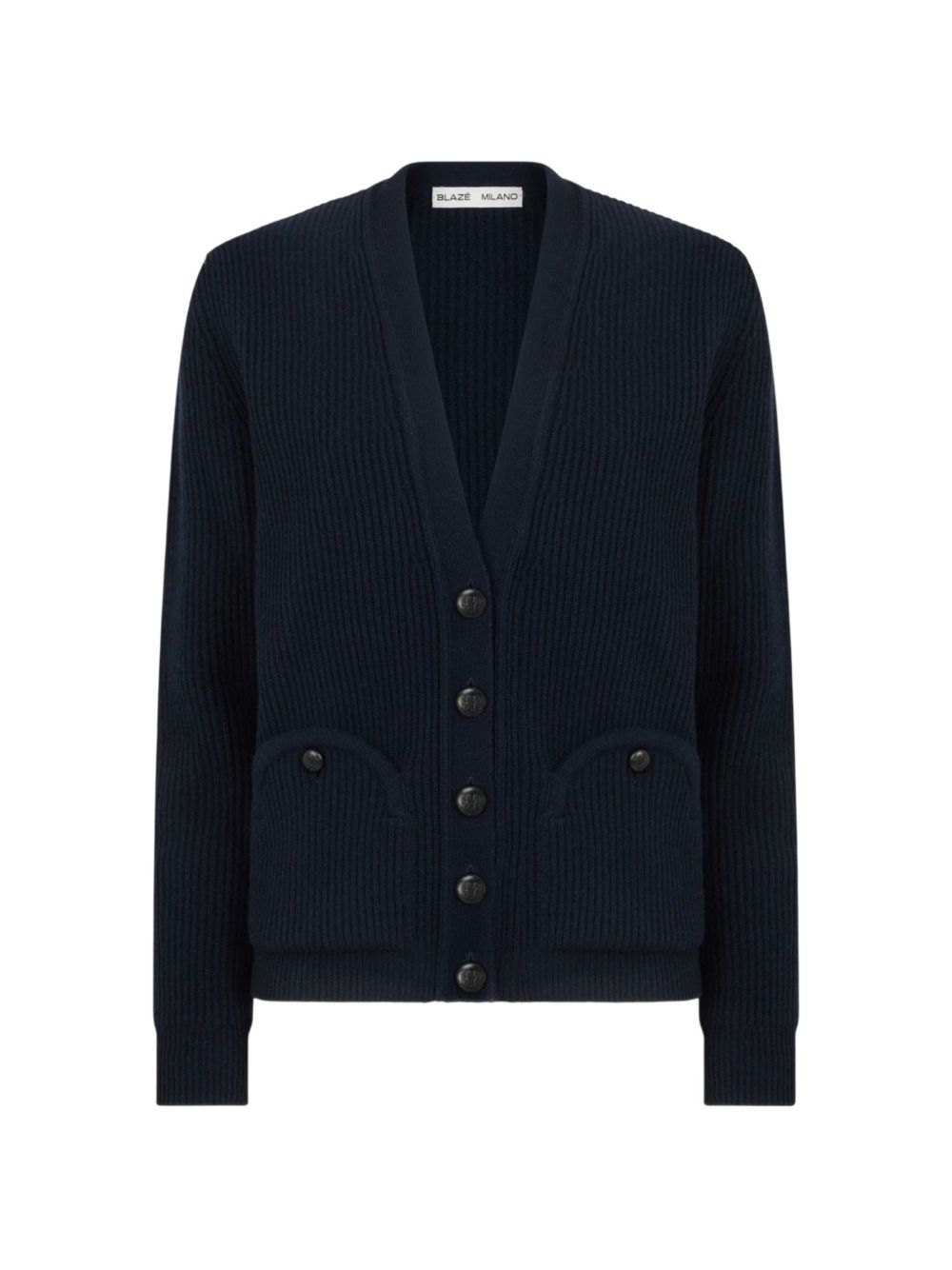 Cardigan a coste con tasche in blu 
