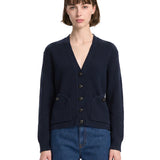 Cardigan a coste con tasche in blu 