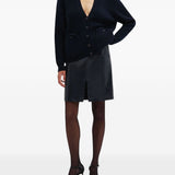 Cardigan a coste con tasche in blu 