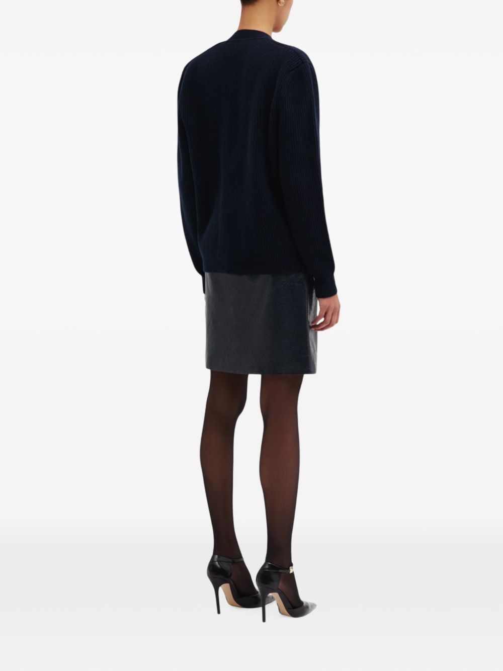Cardigan a coste con tasche in blu 