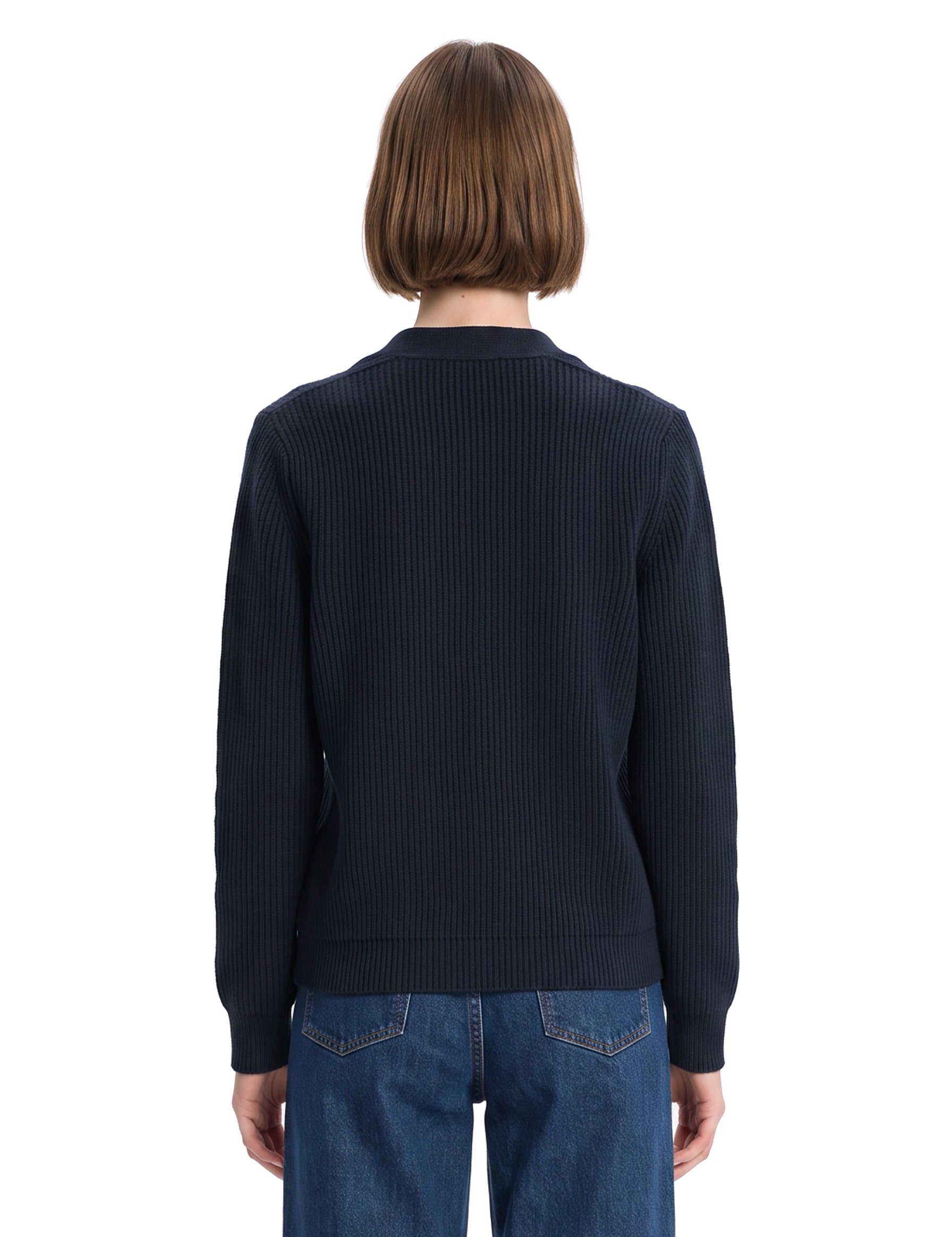 Cardigan a coste con tasche in blu 