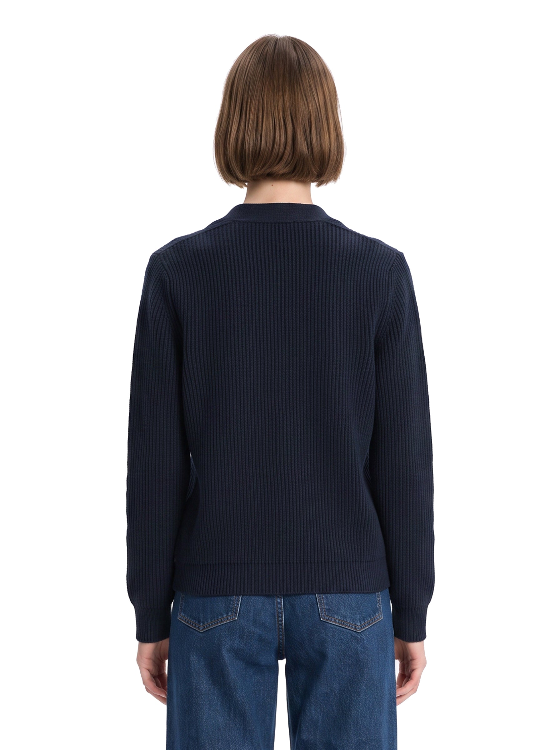 Cardigan a coste con tasche in blu 