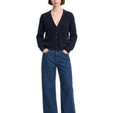 Cardigan a coste con tasche in blu 