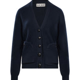 Cardigan a coste con tasche in blu 