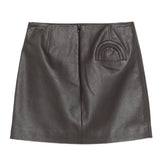 Minigonna in pelle in marrone 