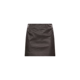 Minigonna in pelle in marrone 