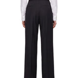 Pantaloni a vita alta con risvolti in nero 