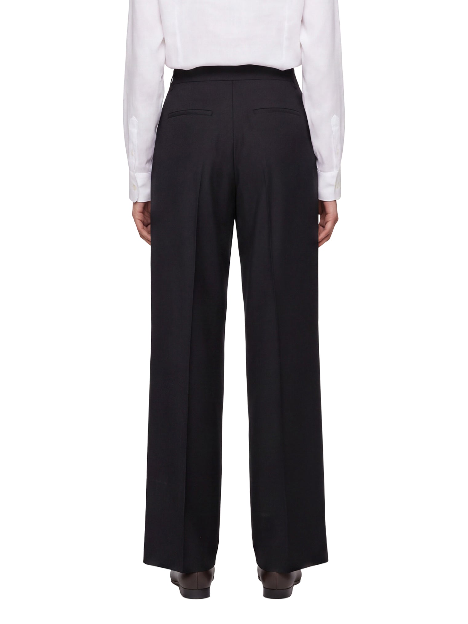 Pantaloni a vita alta con risvolti in nero 