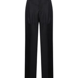 Pantaloni a vita alta con risvolti in nero 
