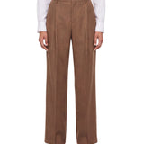 Pantaloni a vita alta con risvolti in marrone 