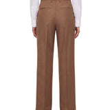 Pantaloni a vita alta con risvolti in marrone 