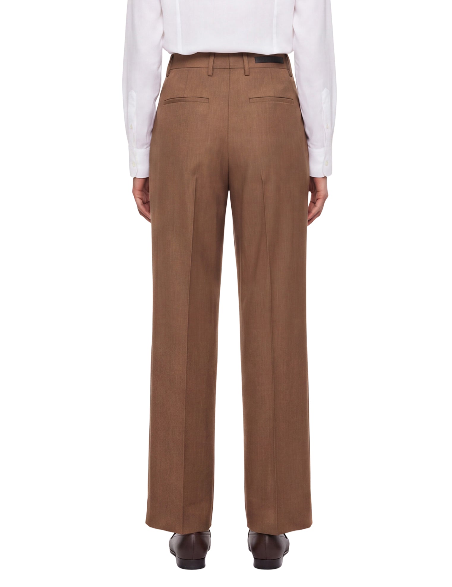 Pantaloni a vita alta con risvolti in marrone 