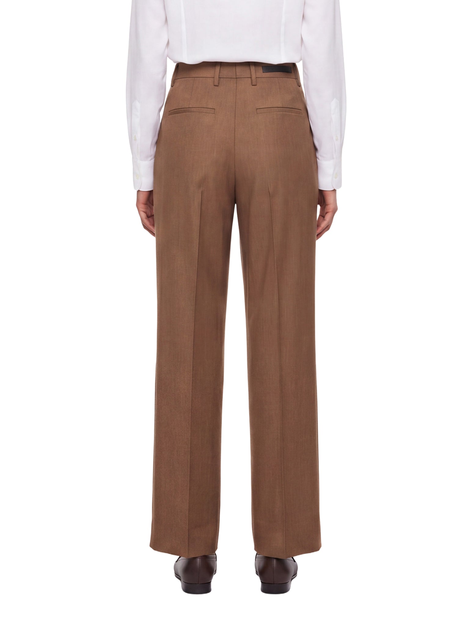 Pantaloni a vita alta con risvolti in marrone 