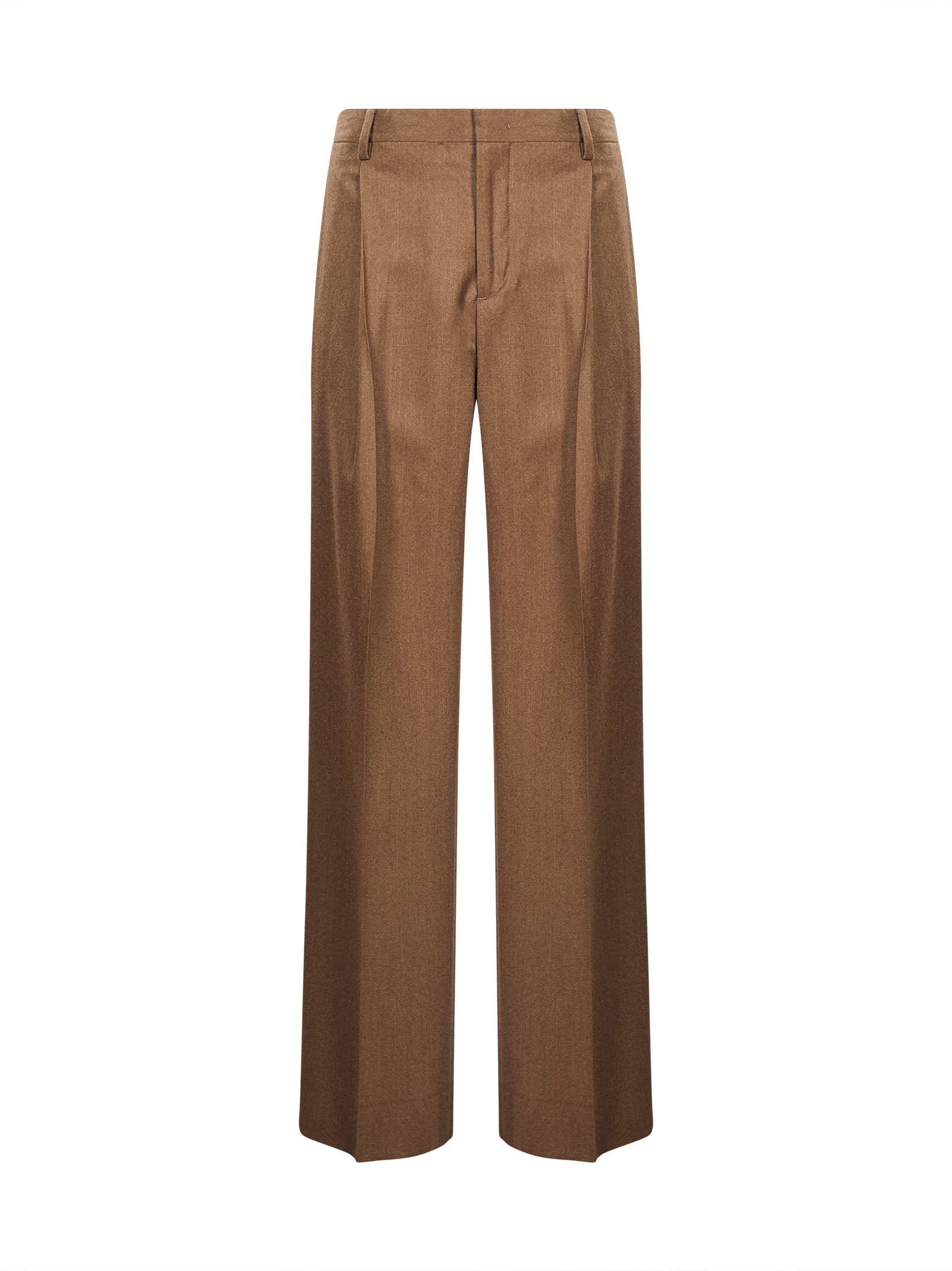 Pantaloni a vita alta con risvolti in marrone 