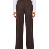 Pantaloni a vita alta con risvolti in marrone 
