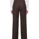 Pantaloni a vita alta con risvolti in marrone 
