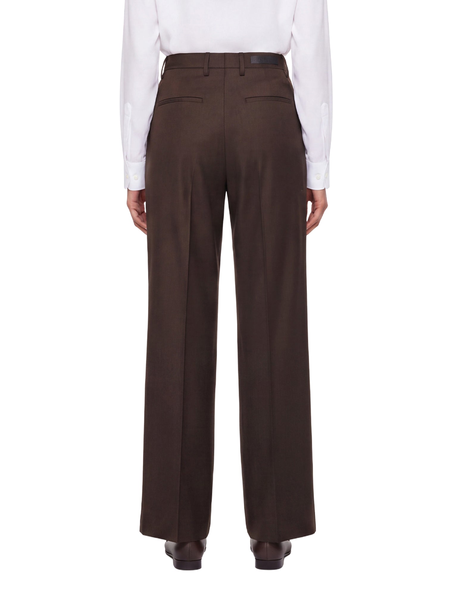 Pantaloni a vita alta con risvolti in marrone 