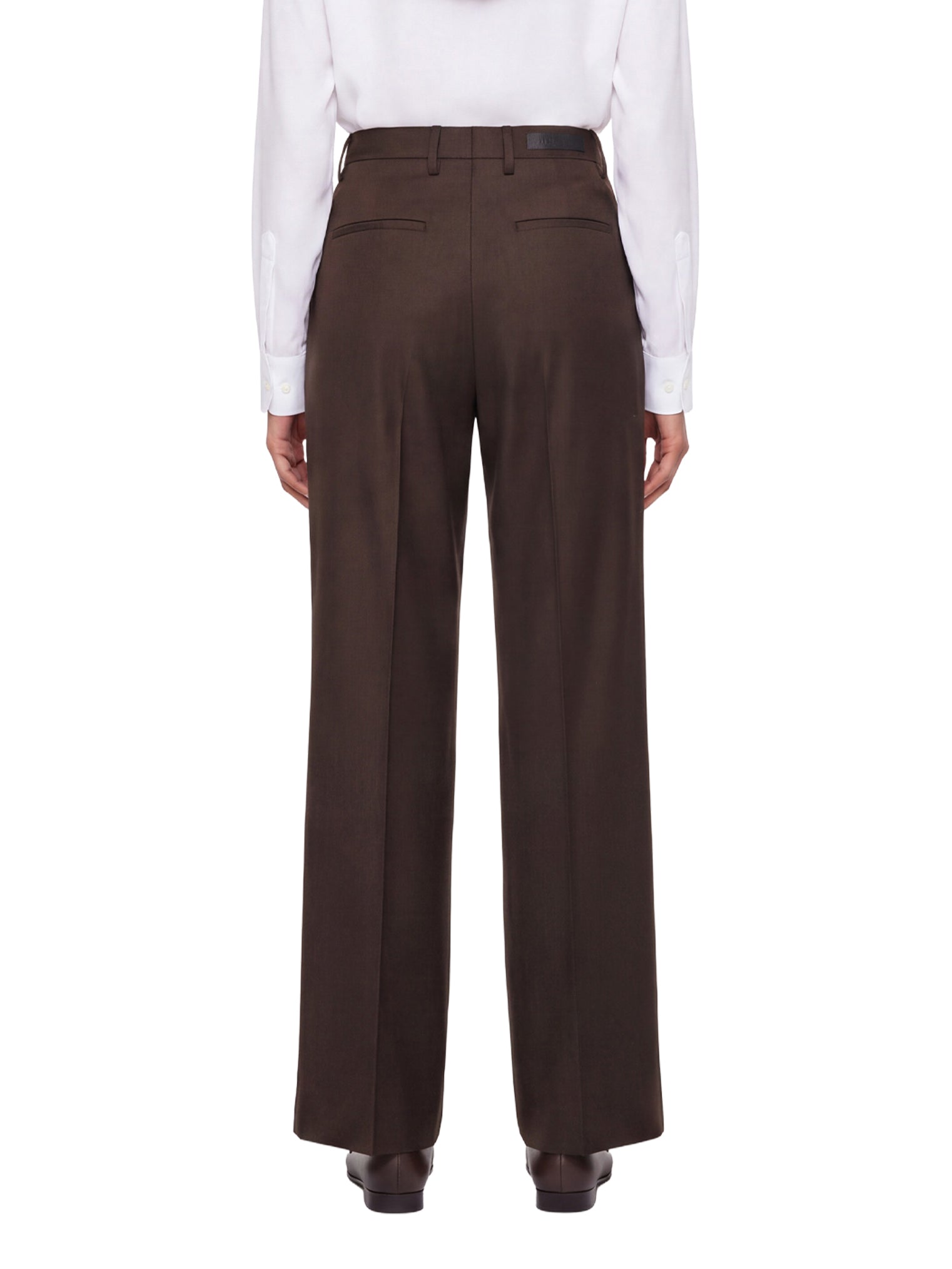 Pantaloni a vita alta con risvolti in marrone 