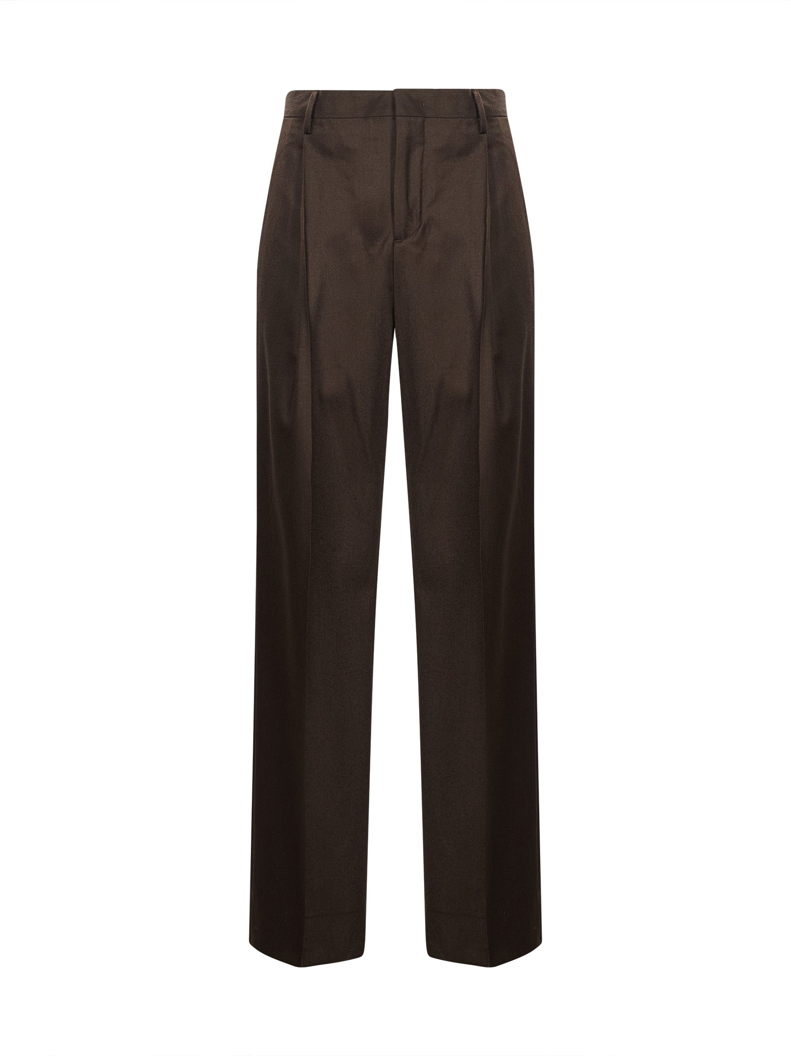 Pantaloni a vita alta con risvolti in marrone 