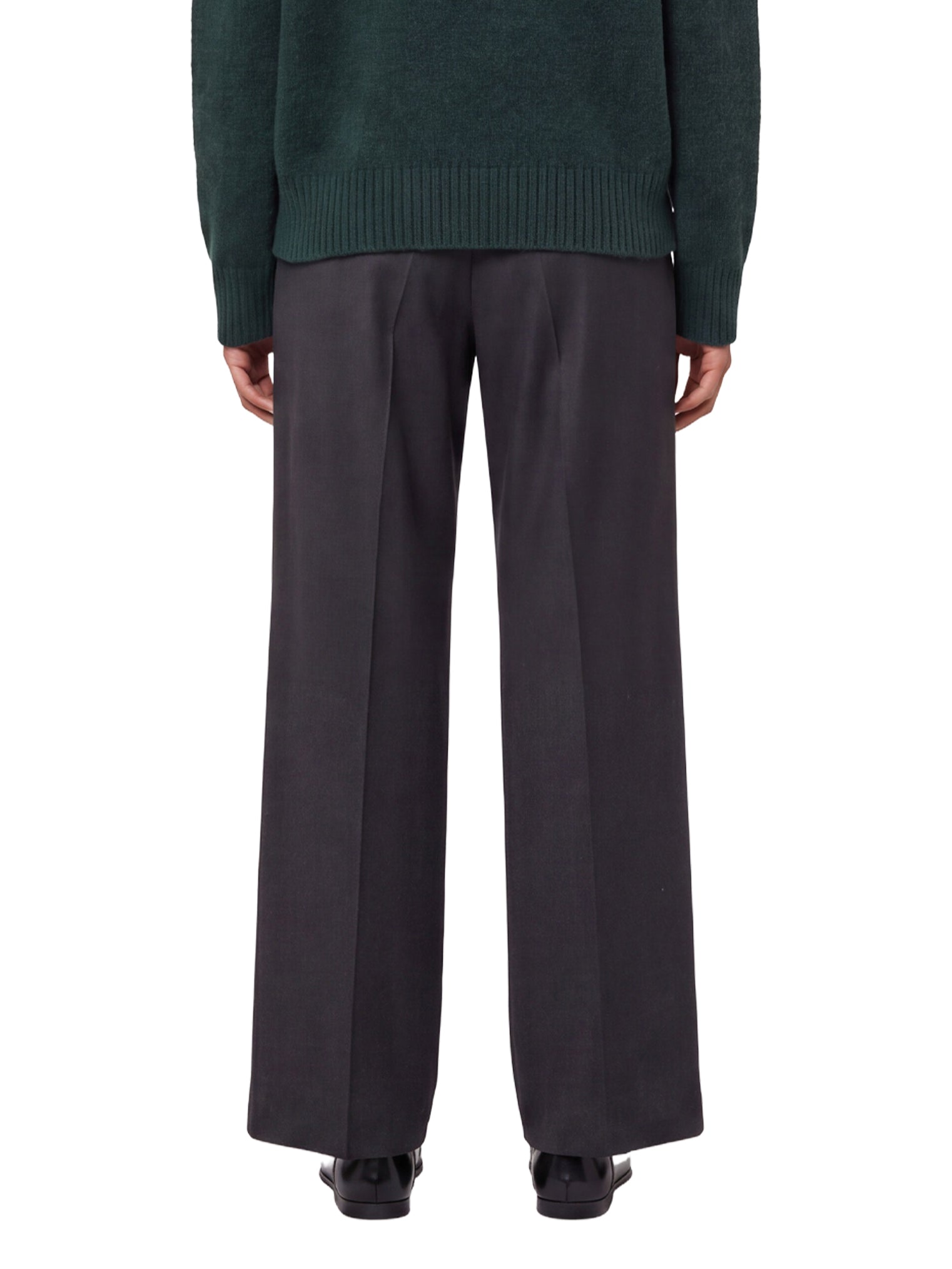 Pantaloni a vita alta con risvolti in grigio 