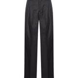 Pantaloni a vita alta con risvolti in grigio 