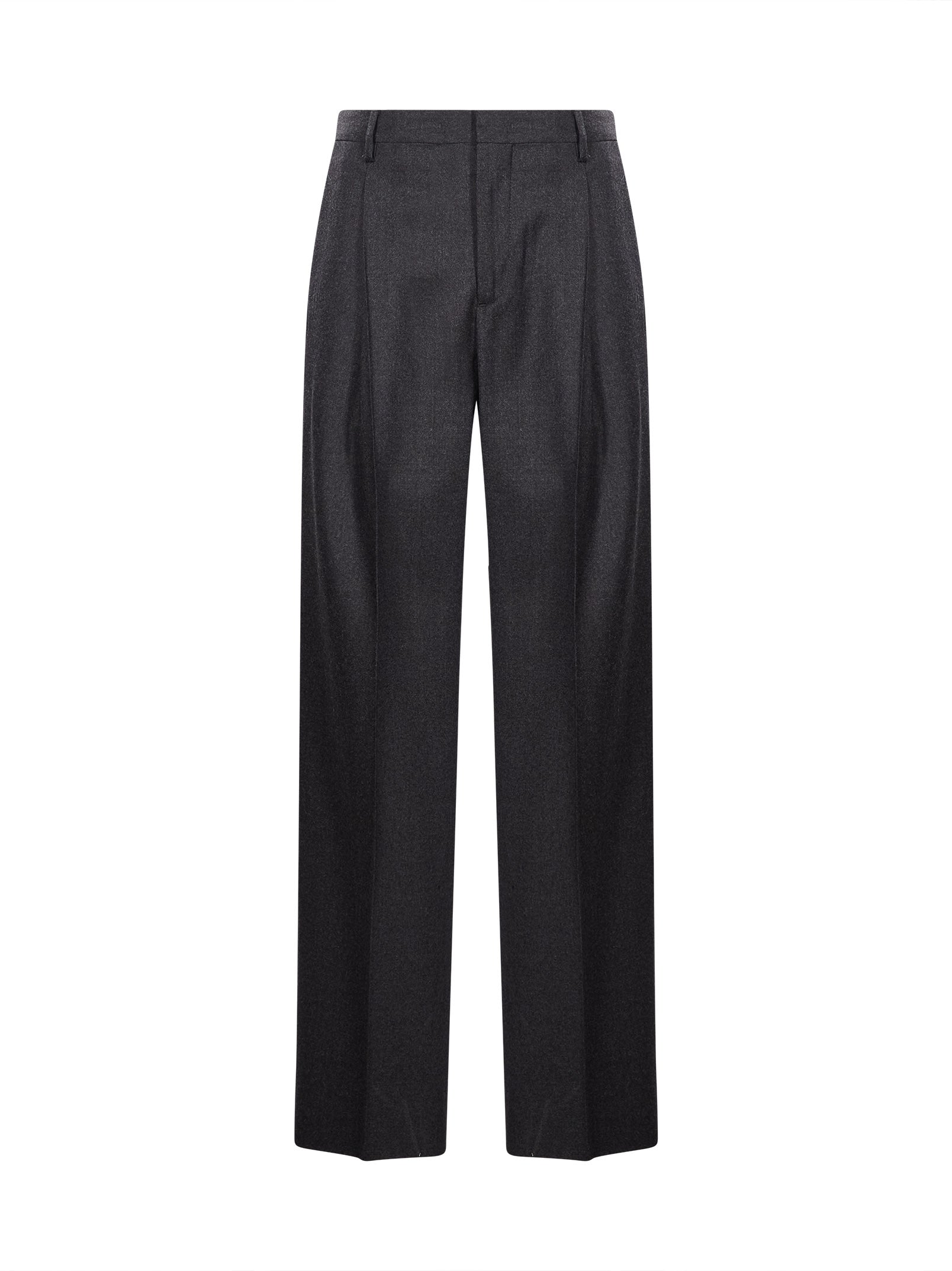 Pantaloni a vita alta con risvolti in grigio 