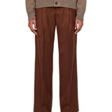 Pantaloni a vita alta con risvolti in marrone 