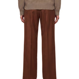Pantaloni a vita alta con risvolti in marrone 