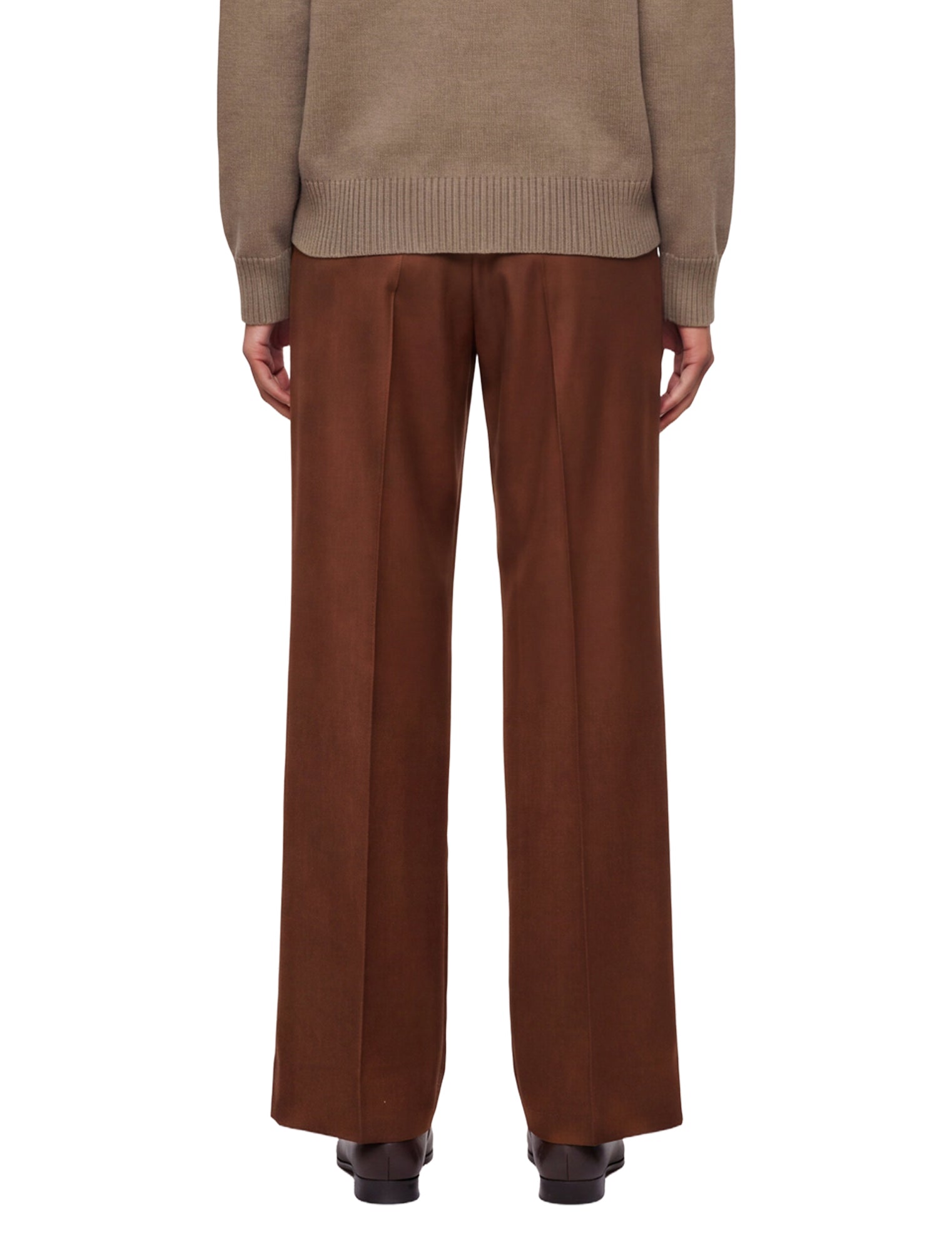 Pantaloni a vita alta con risvolti in marrone 