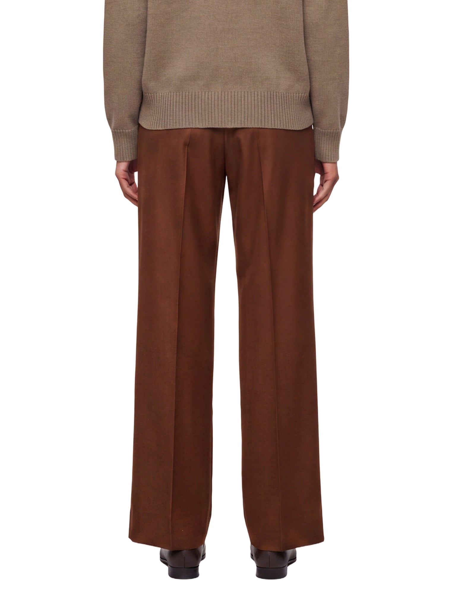 Pantaloni a vita alta con risvolti in marrone 