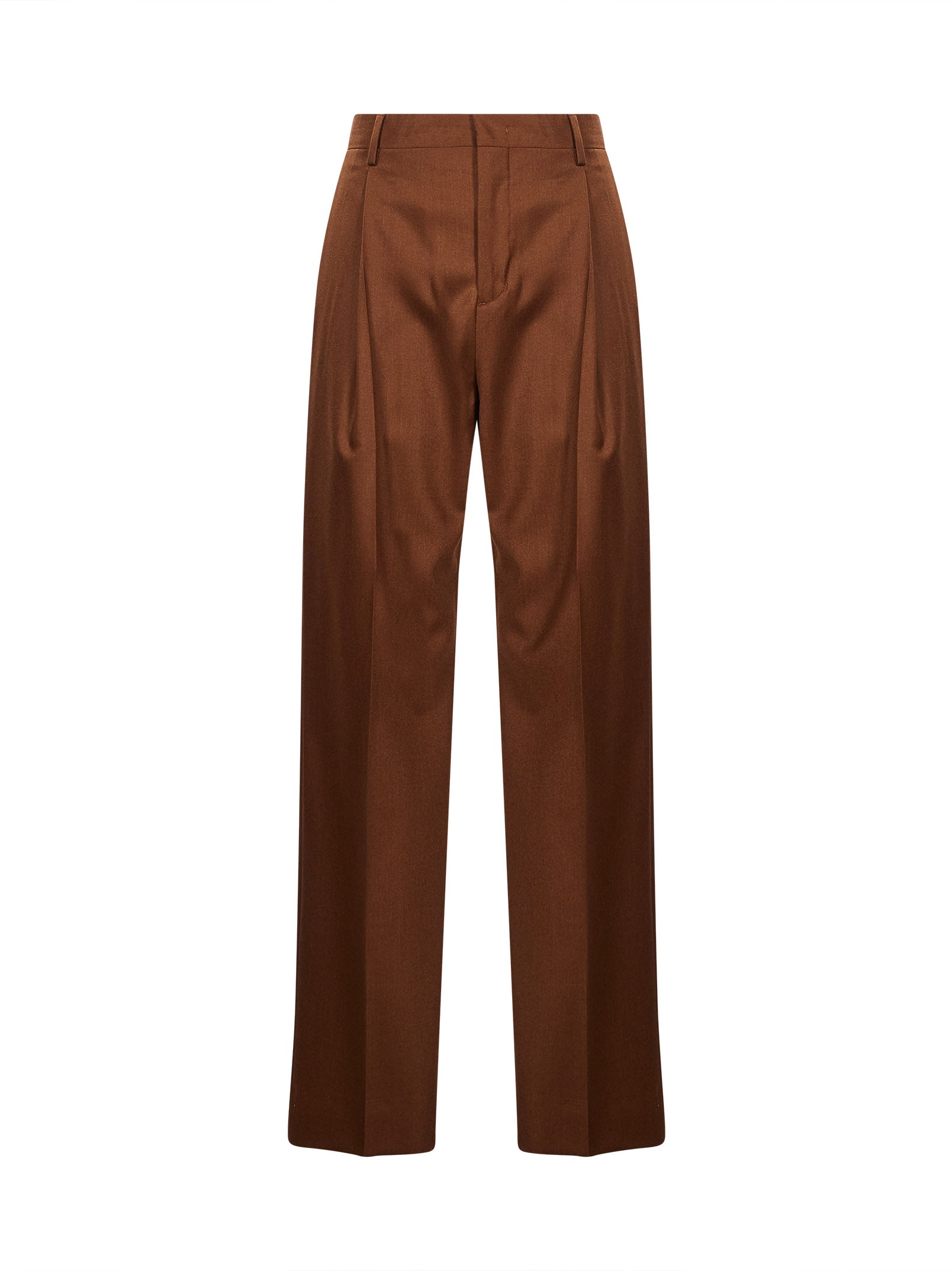 Pantaloni a vita alta con risvolti in marrone 