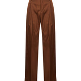 Pantaloni a vita alta con risvolti in marrone 