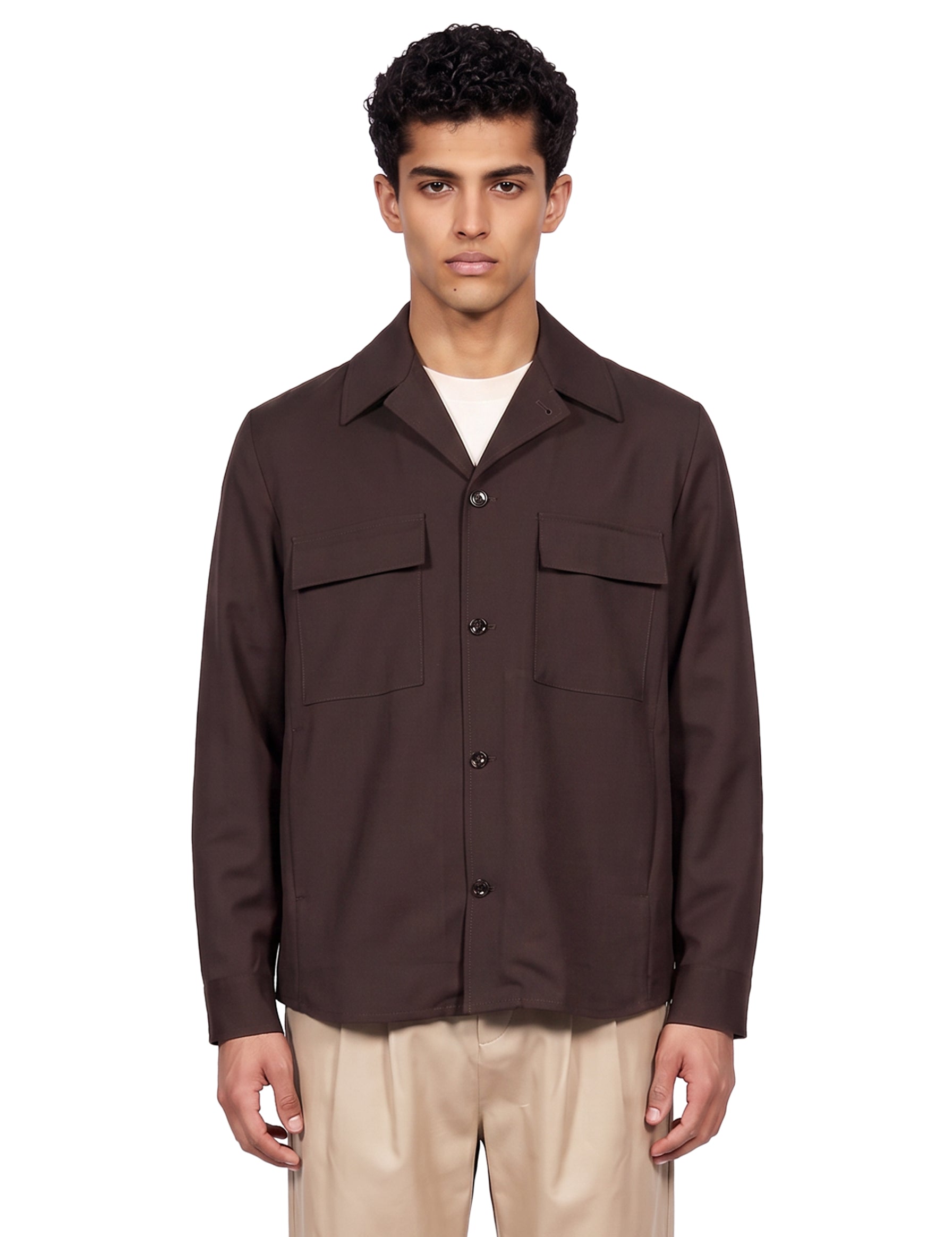 Giacca camicia John in marrone 