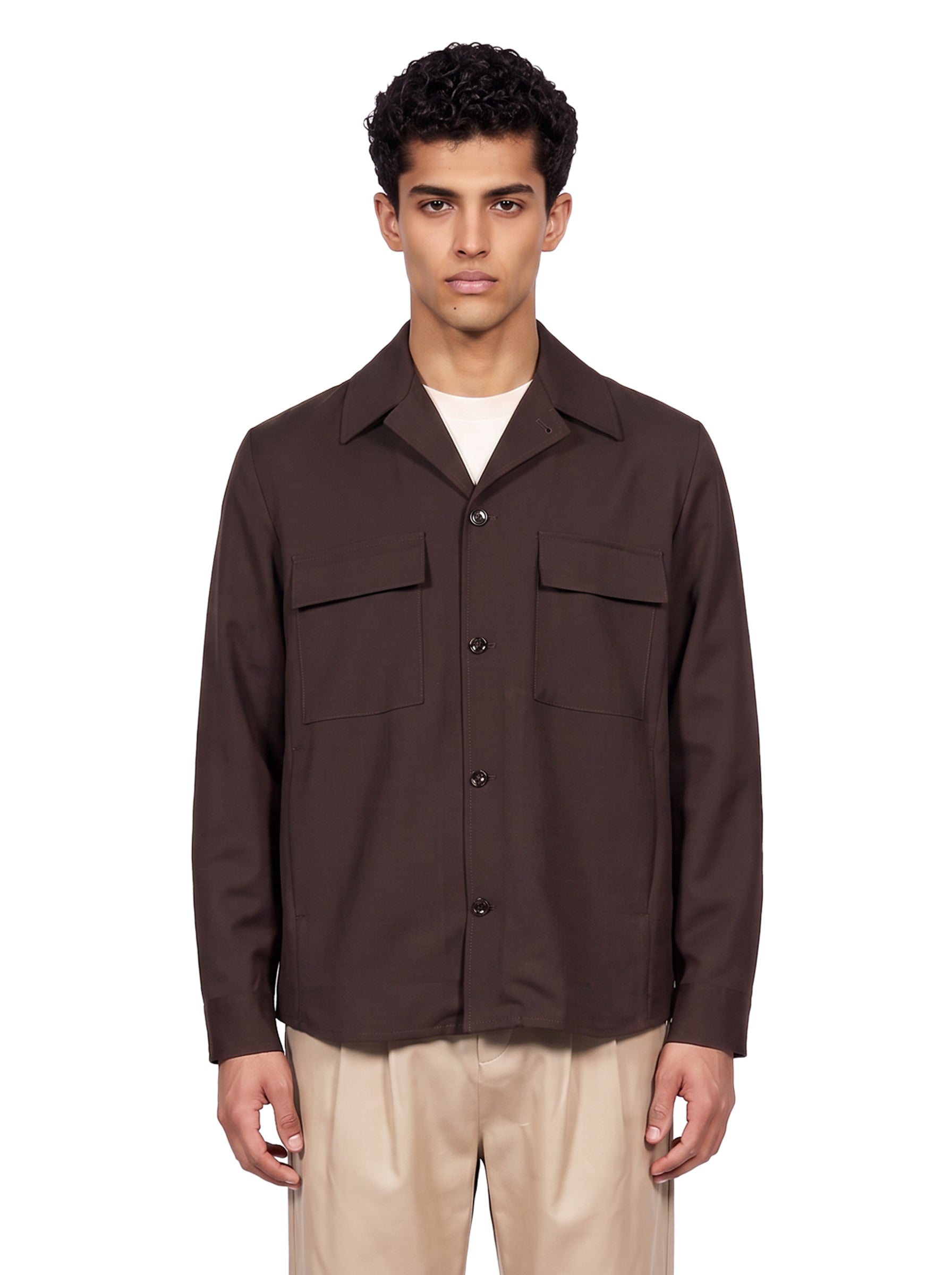 Giacca camicia John in marrone 
