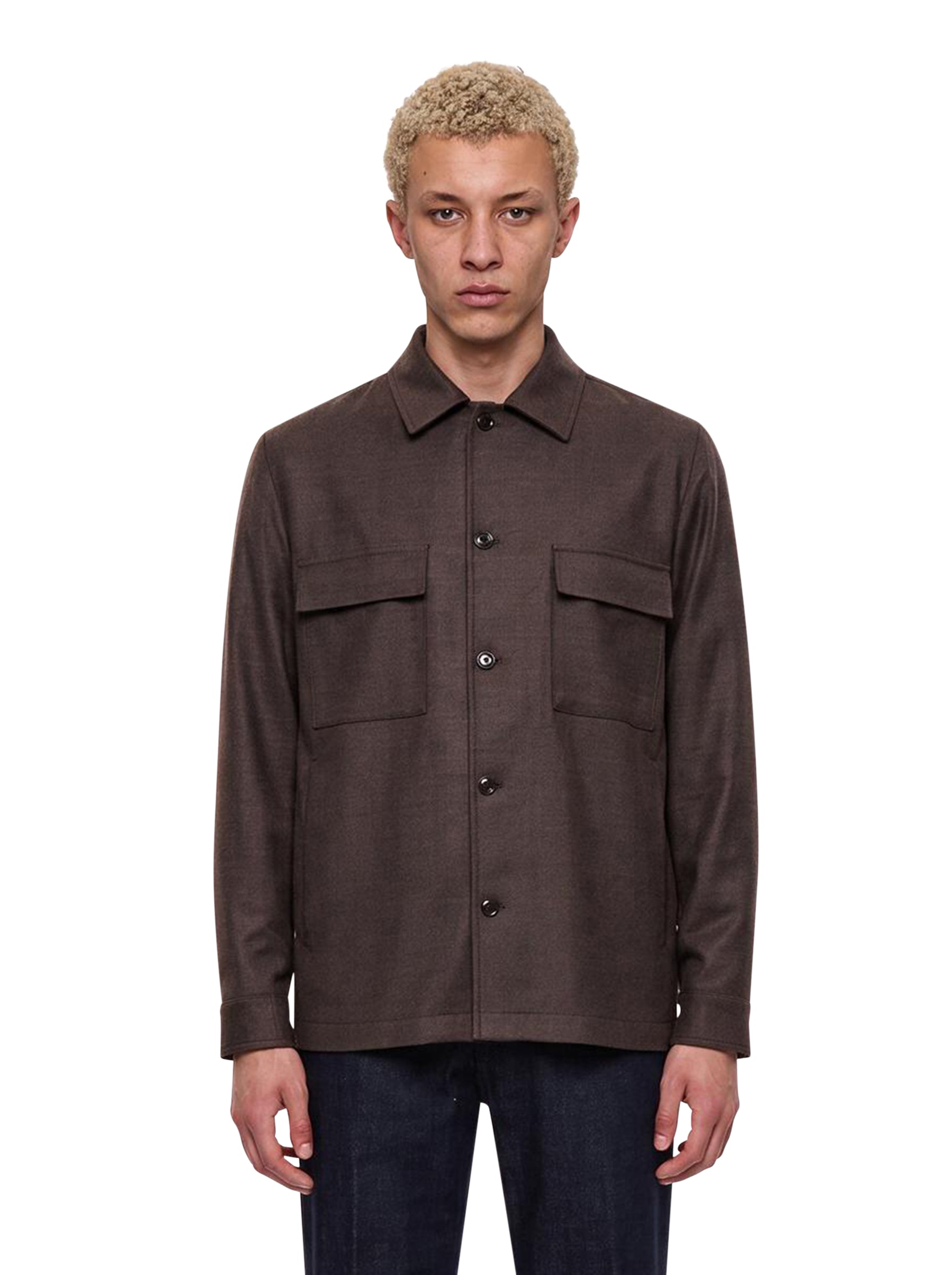 Giacca-camicia John con tasche in marrone 