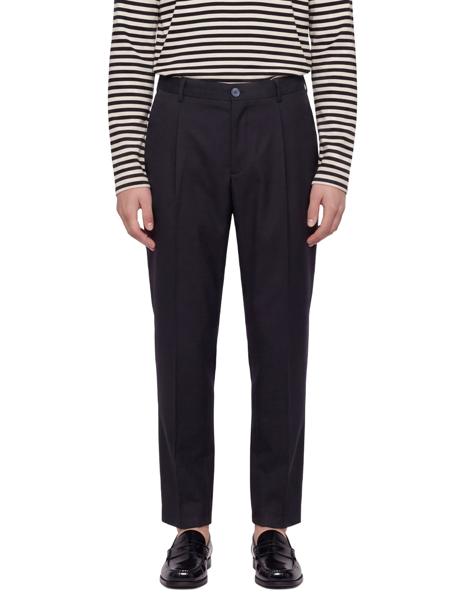 Pantaloni con pieghe frontali in blu 