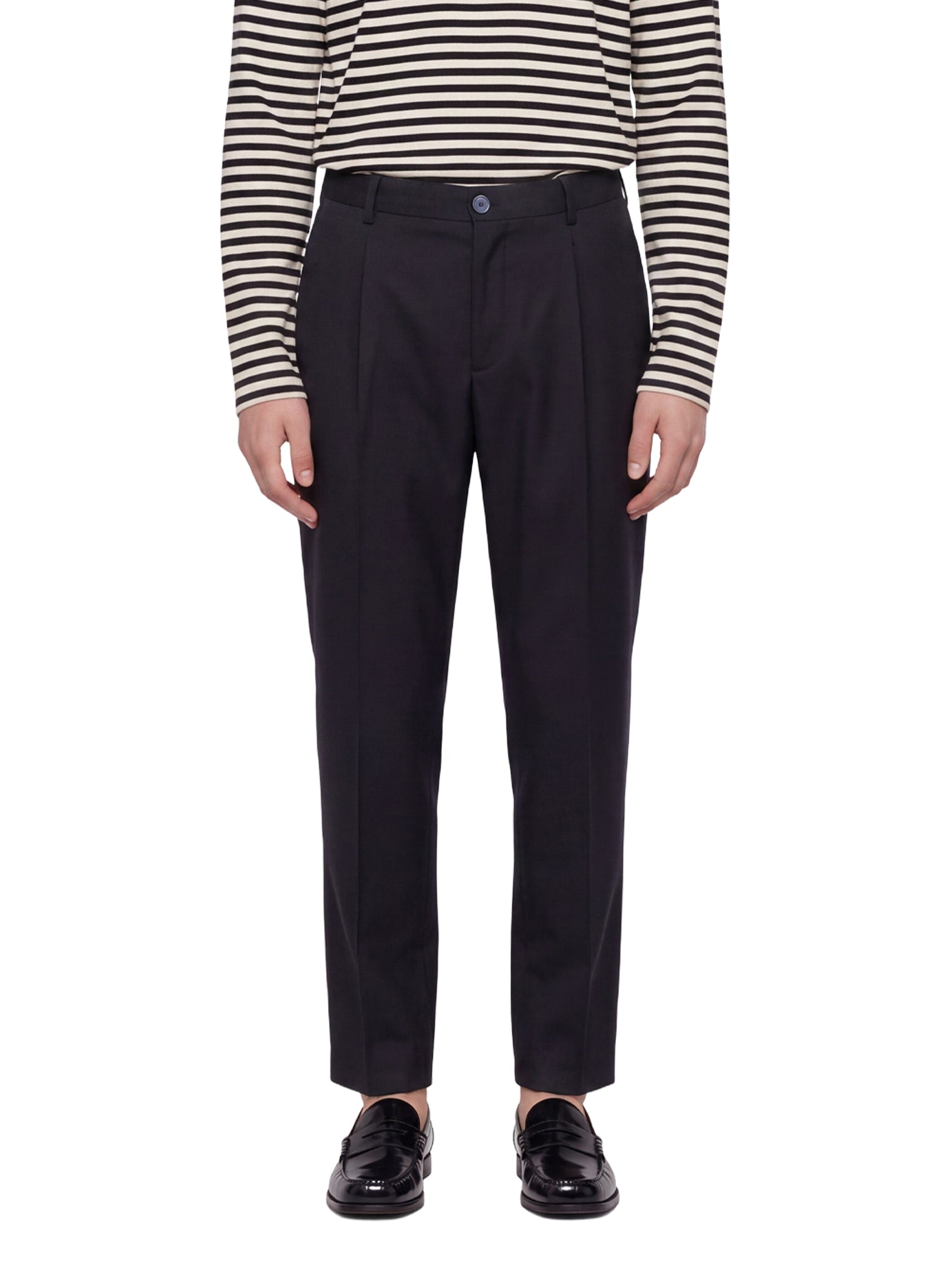 Pantaloni con pieghe frontali in blu 