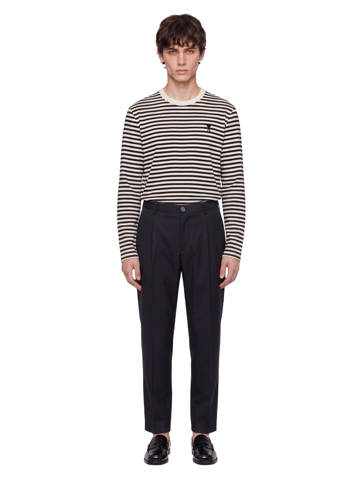Pantaloni con pieghe frontali in blu 