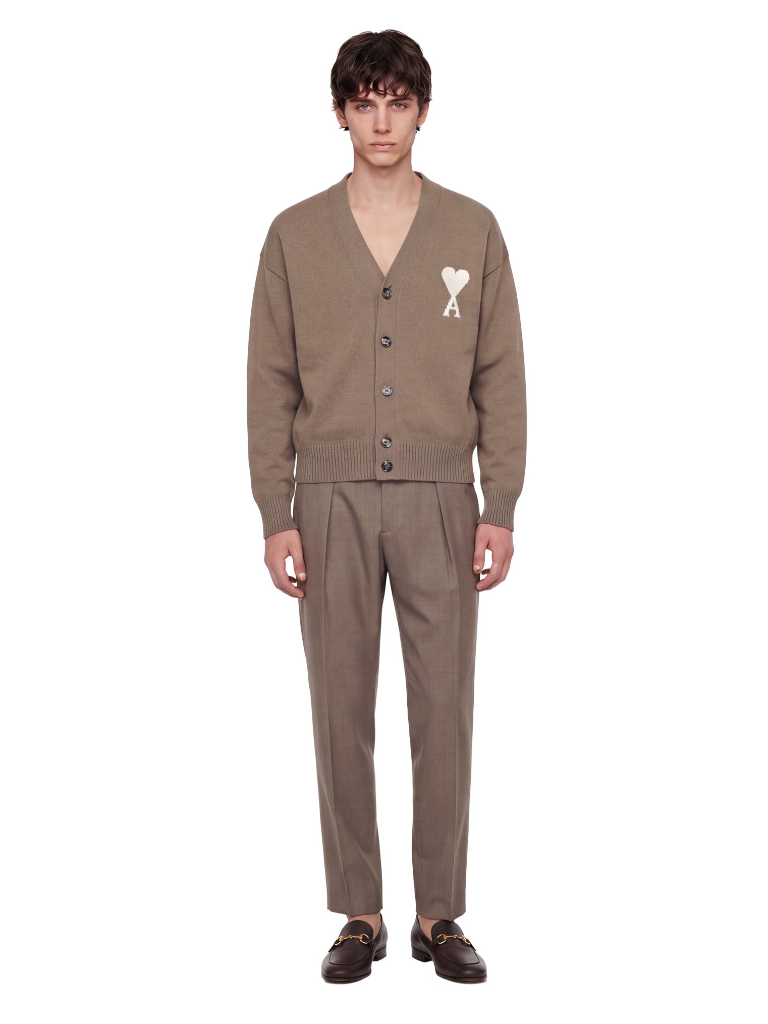 Pantaloni con pieghe frontali in grigio 