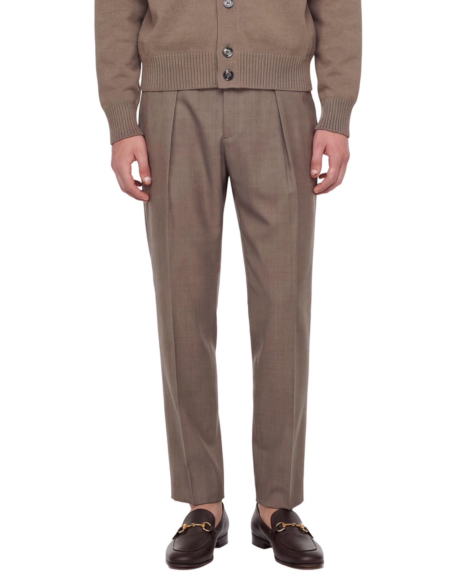 Pantaloni con pieghe frontali in grigio 