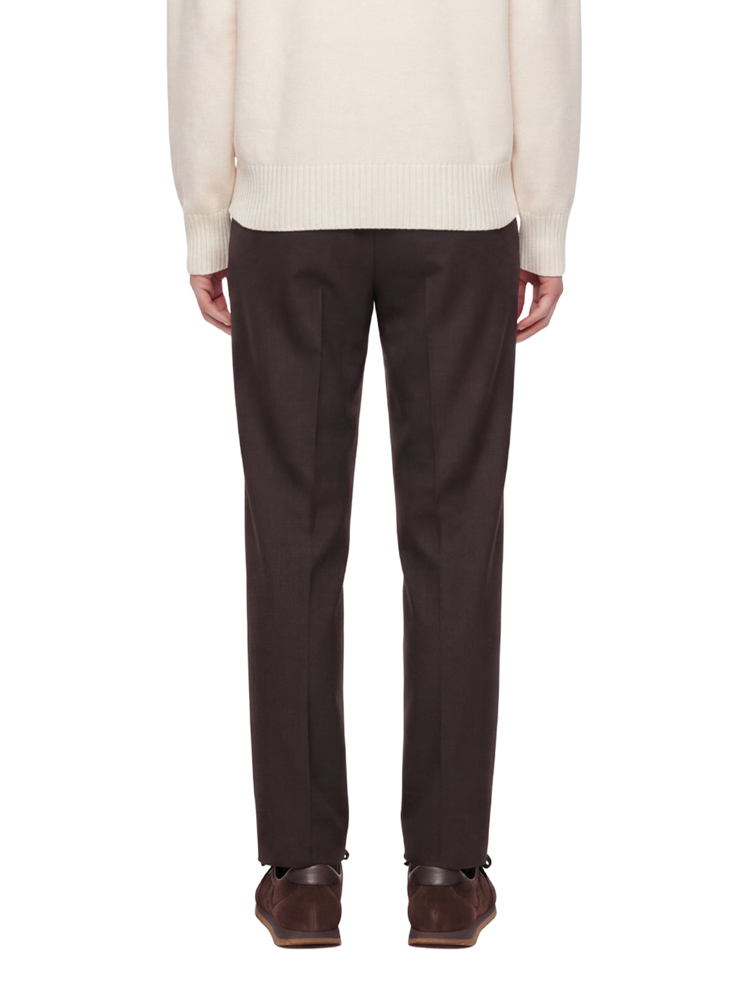 Pantaloni con pieghe frontali in marrone 