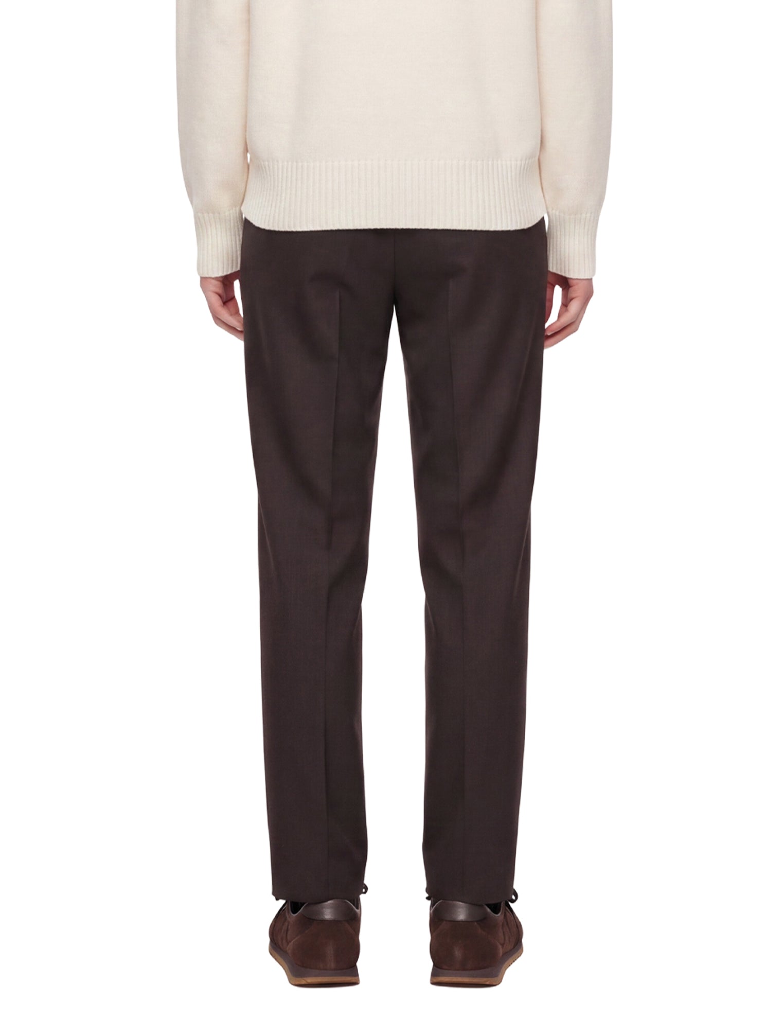 Pantaloni con pieghe frontali in marrone 